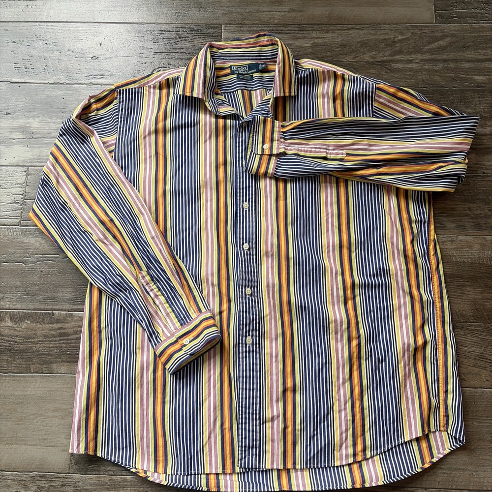 Polo Ralph Lauren Westerton Long Sleeve Cotton Shirt 2XL XXL Striped‎ Dandy - Picture 2 of 6